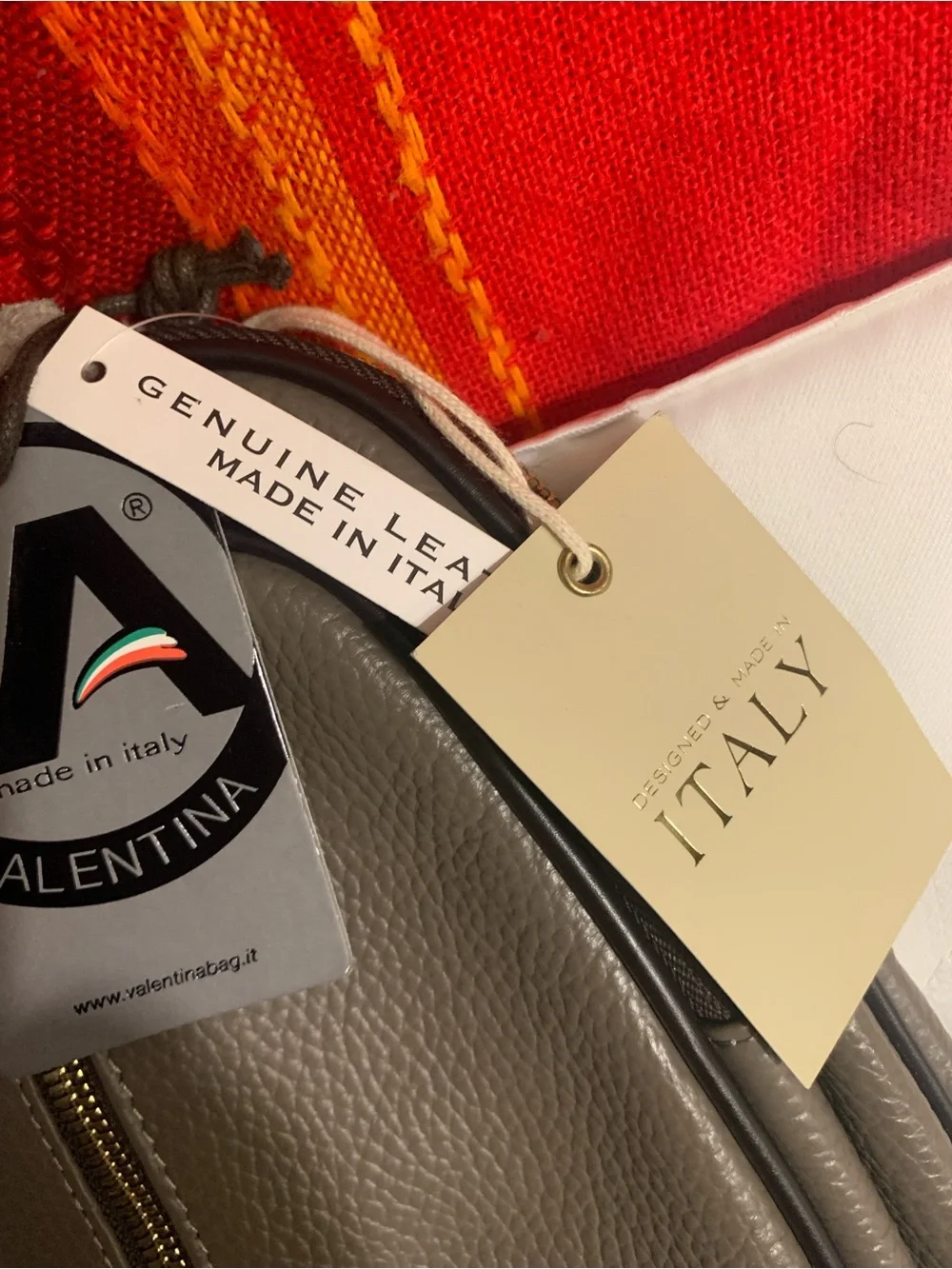 New Valentina Taupe Pebbled Leather Mini Backpack with Gold Hardware